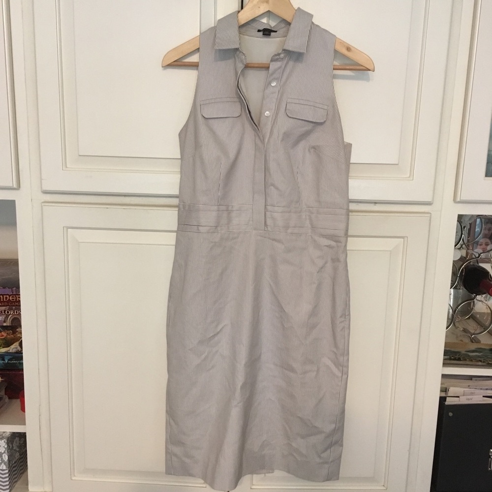 Pinstripe sleeveless shirt dress | Ann Taylor